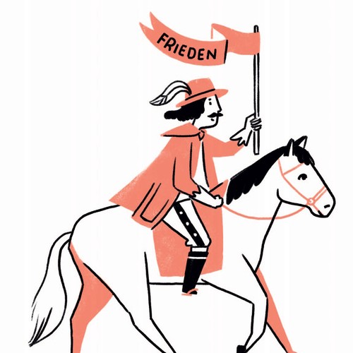 Symbolbild Friedensreiter, Illustration: Martina Hoffmann (www.martinahoffmann.de)