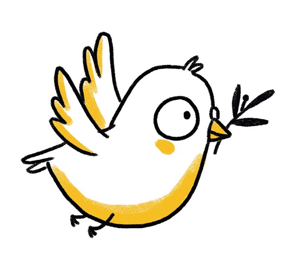 Symbolbild Friedensgeschichten, Illustration: Martina Hoffmann (www.martinahoffmann.de)
