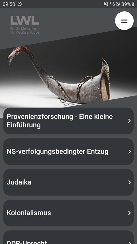 Screenshot der App "Geschichte der Dinge"