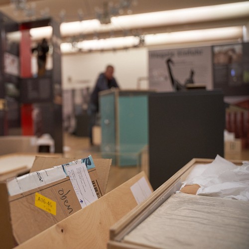 Aufbau einer Wanderausstellung des LWL-Museumsamtes, Foto: Frank Springer