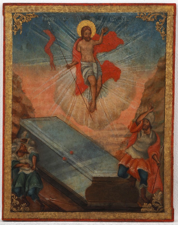 Bildseite der Ikone „Auferstehung Christi“ im Endzustand; Foto: Ikonen-Museum Recklinghausen