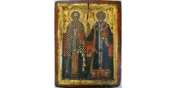 Ikone: Hll. Charalampos und Blasios, ca. 1700. Foto: Ikonen-Museum Recklinghausen