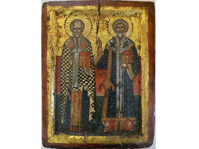 Ikone: Hll. Charalampos und Blasios, ca. 1700. Foto: Ikonen-Museum Recklinghausen